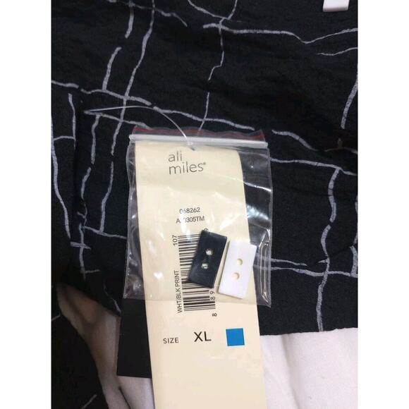 Ali Miles Black & White Tunic New Abstract Design Top Size XLCrepe - Picture 8 of 9